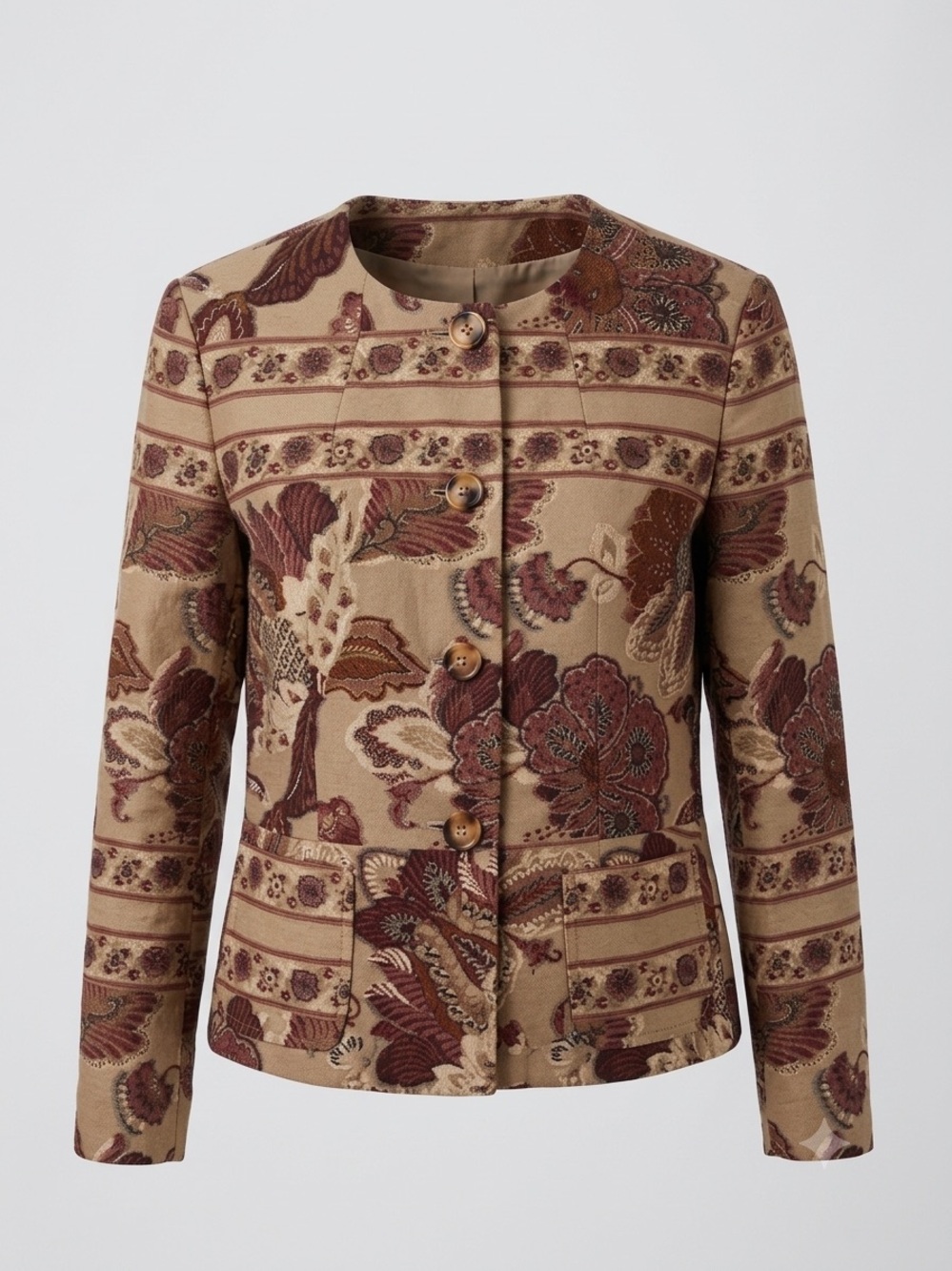 ETRO Milano Jacquard Paisley Tapestry Collarless Jacket - Made in Italy